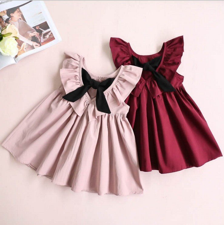 New Children's Clothing Baby Children Girls Bow Pleated Halter Skirt Princess Dress - PratSN