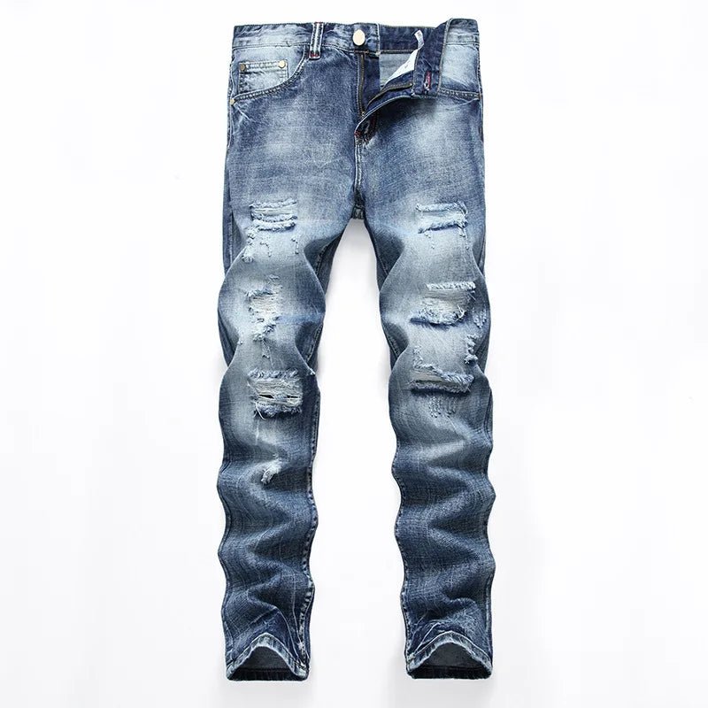 New Classic Men's Denim Long Trousers Mechanics Fashion Complete Set Zipper Casual Pencil Pants for Autumn Hip Hop Perfection - PratSN