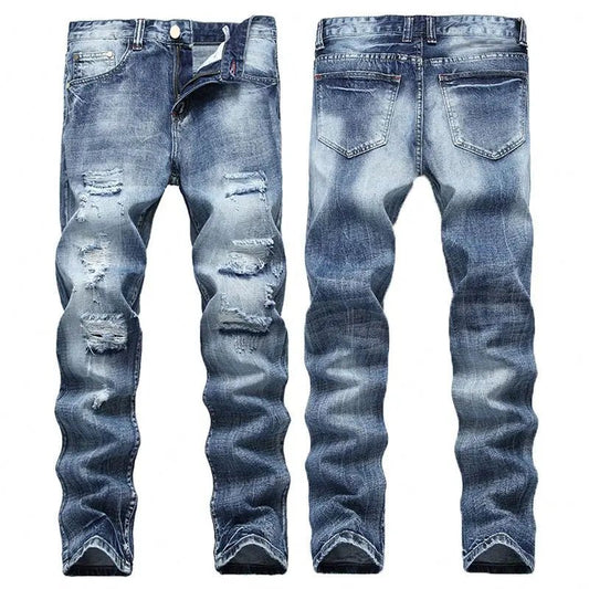 New Classic Men's Denim Long Trousers Mechanics Fashion Complete Set Zipper Casual Pencil Pants for Autumn Hip Hop Perfection - PratSN
