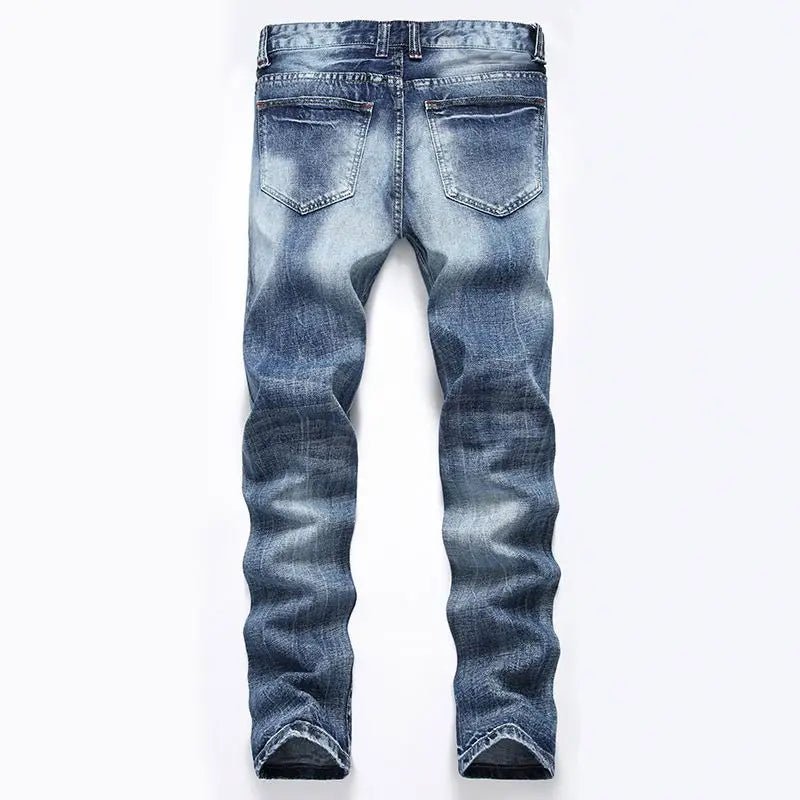 New Classic Men's Denim Long Trousers Mechanics Fashion Complete Set Zipper Casual Pencil Pants for Autumn Hip Hop Perfection - PratSN