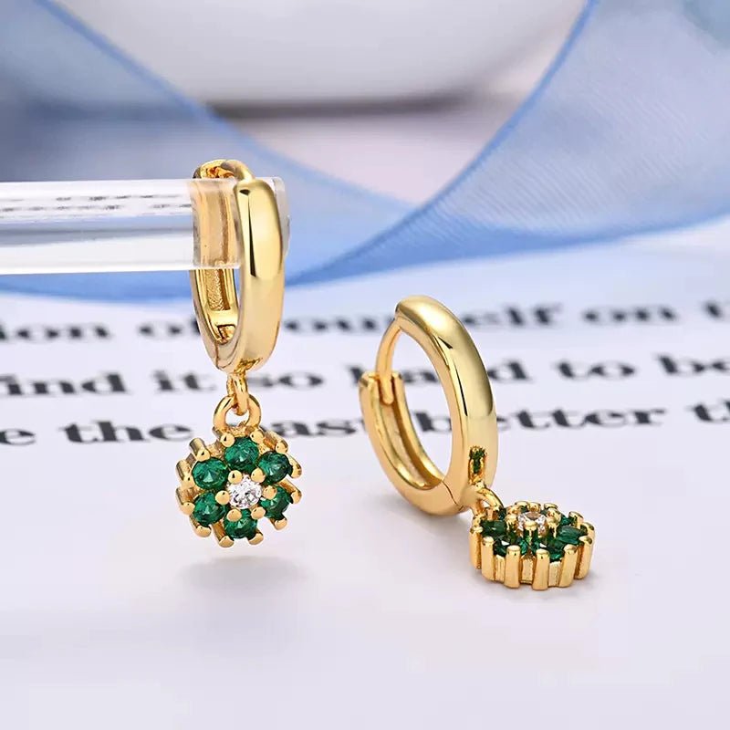 New Design Stainless Steel CZ Zircon Flowers Hoop Earring For Women Fashion Korean Pendant Piercing Earring Trendy Jewelry Gifts - PratSN