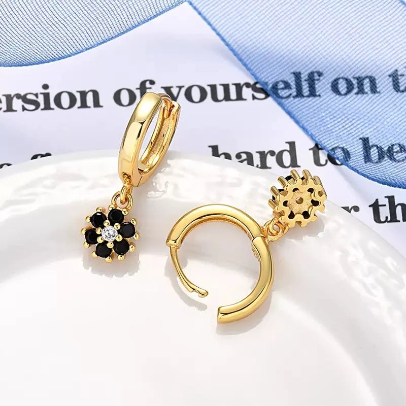 New Design Stainless Steel CZ Zircon Flowers Hoop Earring For Women Fashion Korean Pendant Piercing Earring Trendy Jewelry Gifts - PratSN