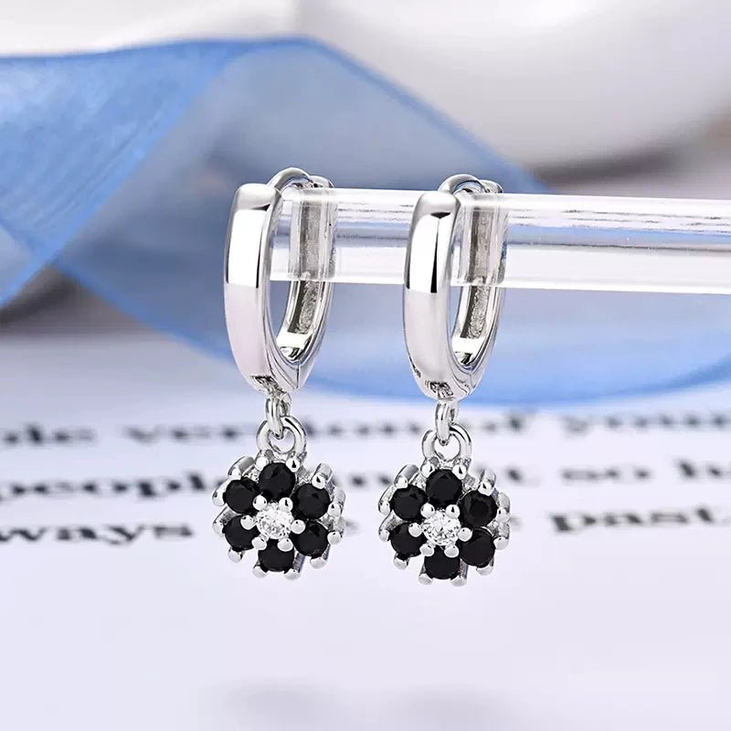 New Design Stainless Steel CZ Zircon Flowers Hoop Earring For Women Fashion Korean Pendant Piercing Earring Trendy Jewelry Gifts - PratSN