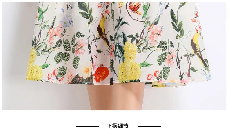 New Fashion Lapel Collar Shirt Printed Short Sleeved Mid Length Dress Women's Slim Waist 2025 Summer Long Dresses With Belt - PratSN