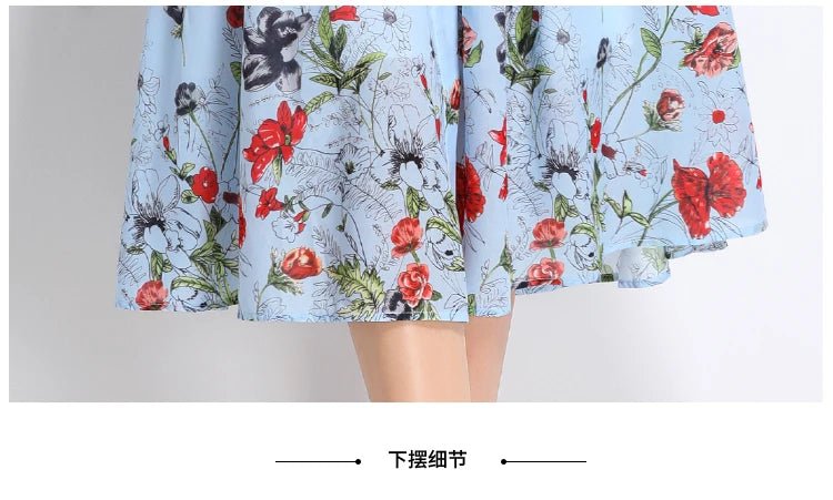 New Fashion Lapel Collar Shirt Printed Short Sleeved Mid Length Dress Women's Slim Waist 2025 Summer Long Dresses With Belt - PratSN