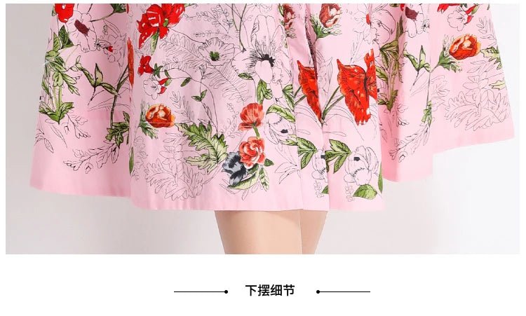 New Fashion Lapel Collar Shirt Printed Short Sleeved Mid Length Dress Women's Slim Waist 2025 Summer Long Dresses With Belt - PratSN