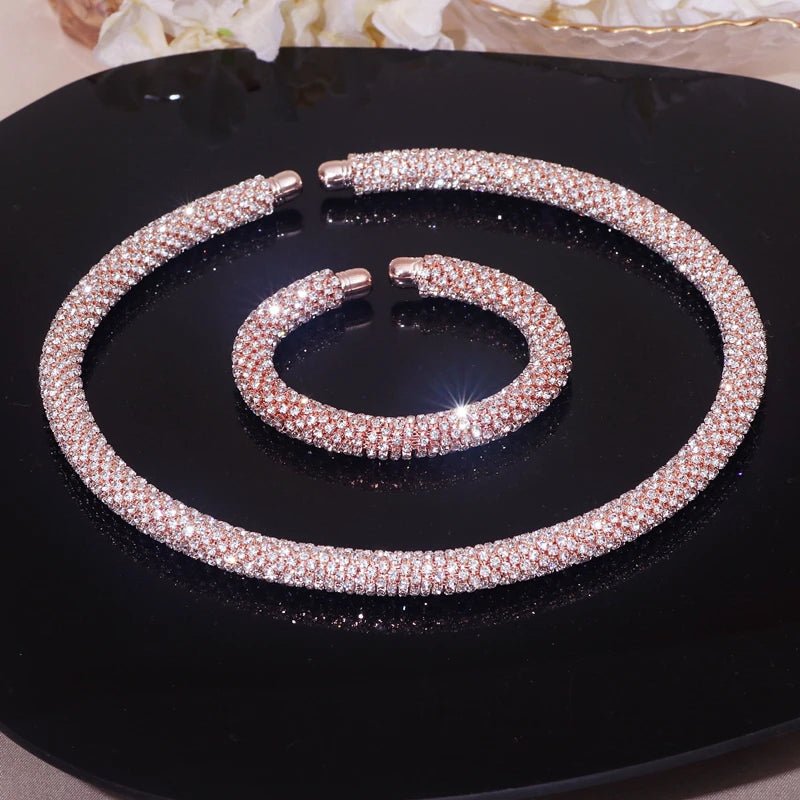 New Fashion Rhinestone Collar Choker Necklace for Women Exaggerated Simple Big Chunky Chain Necklace Torques Jewelry Accessories - PratSN