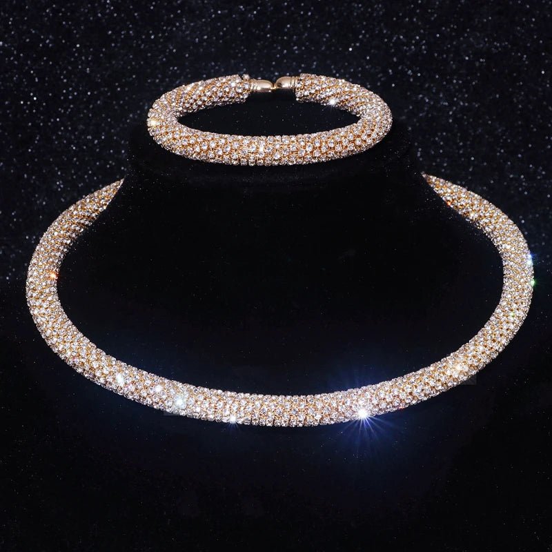 New Fashion Rhinestone Collar Choker Necklace for Women Exaggerated Simple Big Chunky Chain Necklace Torques Jewelry Accessories - PratSN