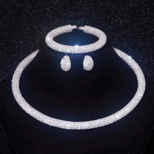 New Fashion Rhinestone Collar Choker Necklace for Women Exaggerated Simple Big Chunky Chain Necklace Torques Jewelry Accessories - PratSN