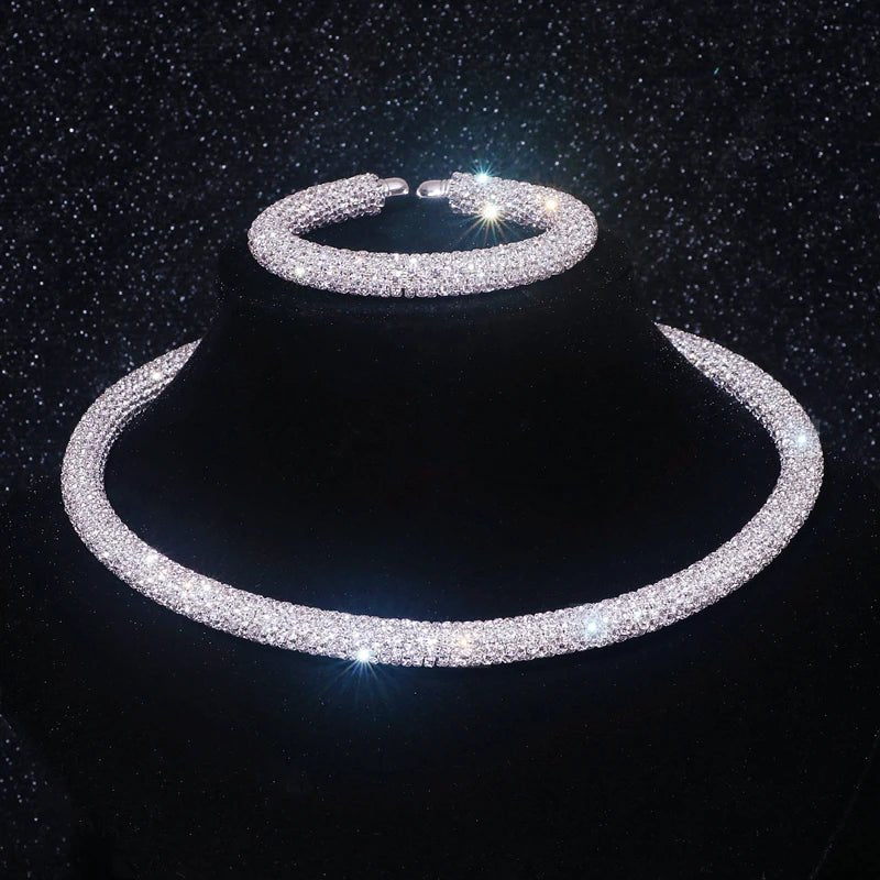 New Fashion Rhinestone Collar Choker Necklace for Women Exaggerated Simple Big Chunky Chain Necklace Torques Jewelry Accessories - PratSN