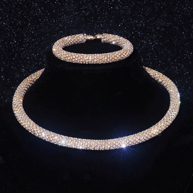 New Fashion Rhinestone Collar Choker Necklace for Women Exaggerated Simple Big Chunky Chain Necklace Torques Jewelry Accessories - PratSN