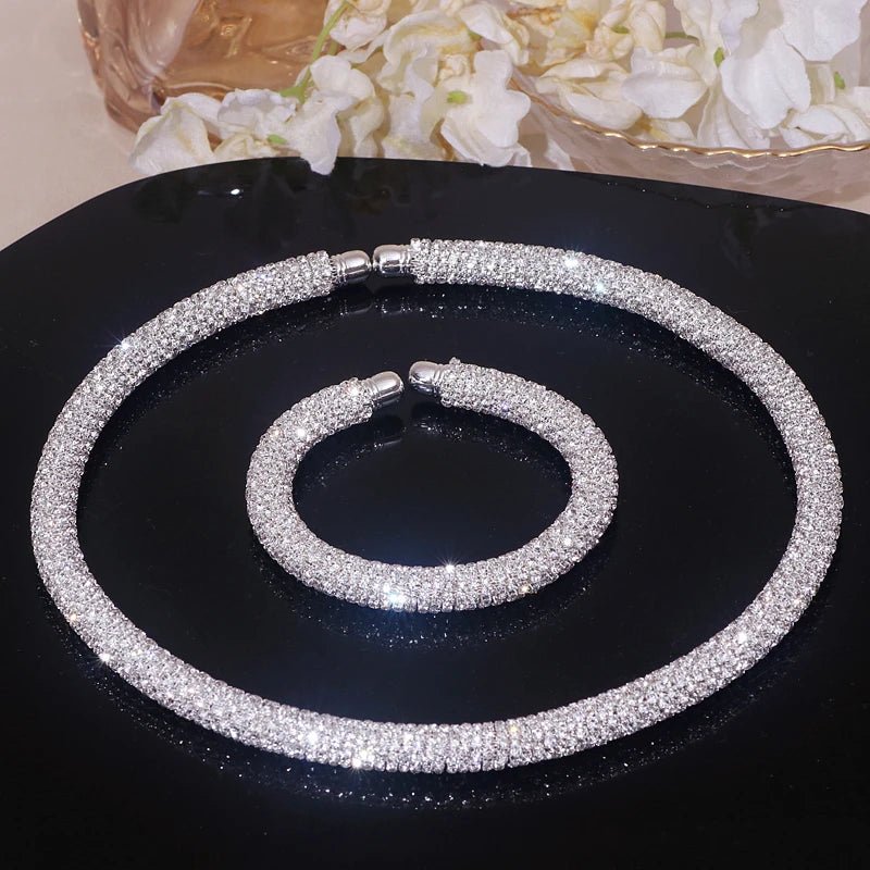 New Fashion Rhinestone Collar Choker Necklace for Women Exaggerated Simple Big Chunky Chain Necklace Torques Jewelry Accessories - PratSN