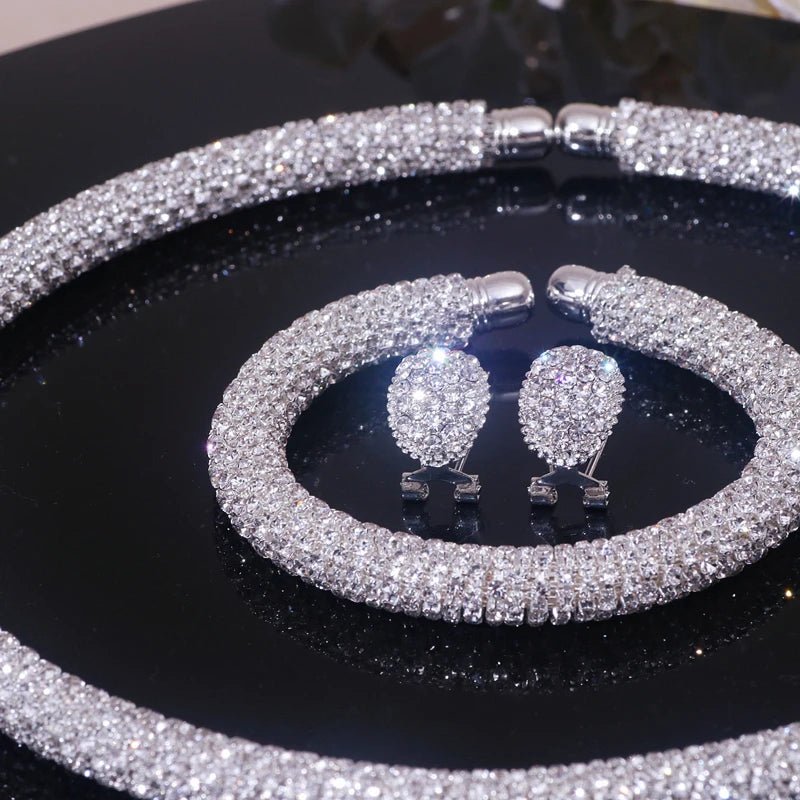 New Fashion Rhinestone Collar Choker Necklace for Women Exaggerated Simple Big Chunky Chain Necklace Torques Jewelry Accessories - PratSN