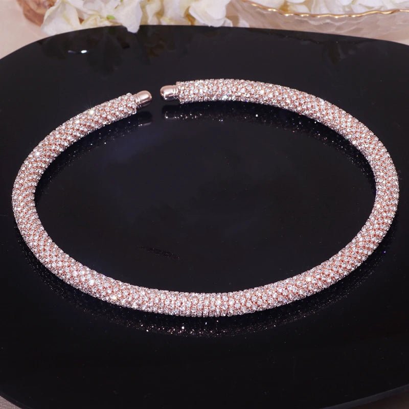 New Fashion Rhinestone Collar Choker Necklace for Women Exaggerated Simple Big Chunky Chain Necklace Torques Jewelry Accessories - PratSN
