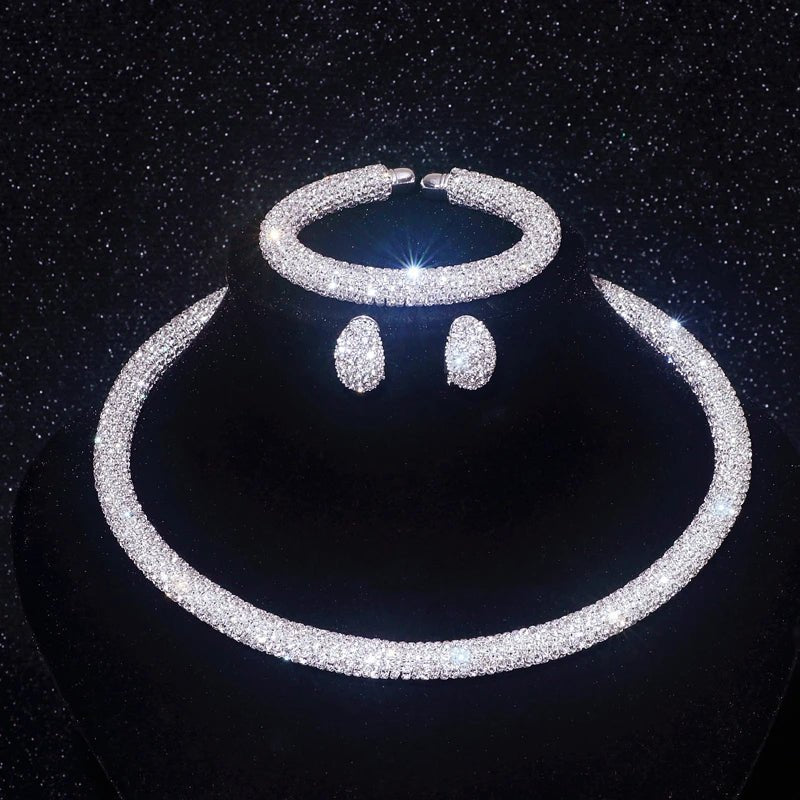 New Fashion Rhinestone Collar Choker Necklace for Women Exaggerated Simple Big Chunky Chain Necklace Torques Jewelry Accessories - PratSN