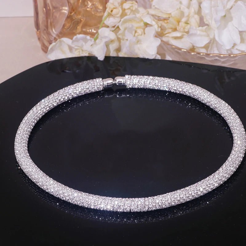 New Fashion Rhinestone Collar Choker Necklace for Women Exaggerated Simple Big Chunky Chain Necklace Torques Jewelry Accessories - PratSN