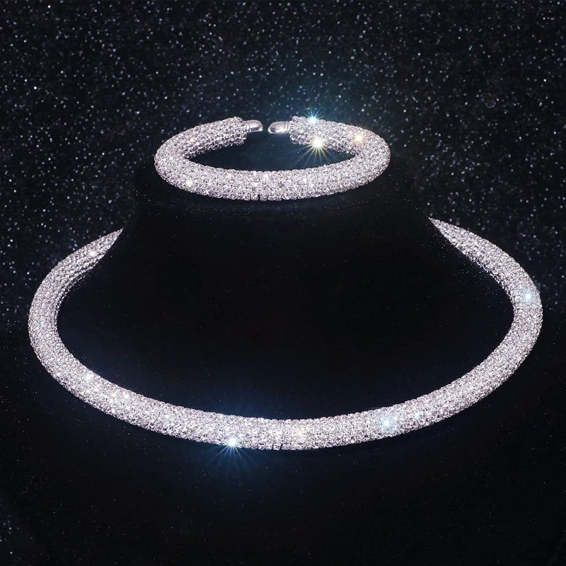 New Fashion Rhinestone Collar Choker Necklace for Women Exaggerated Simple Big Chunky Chain Necklace Torques Jewelry Accessories - PratSN