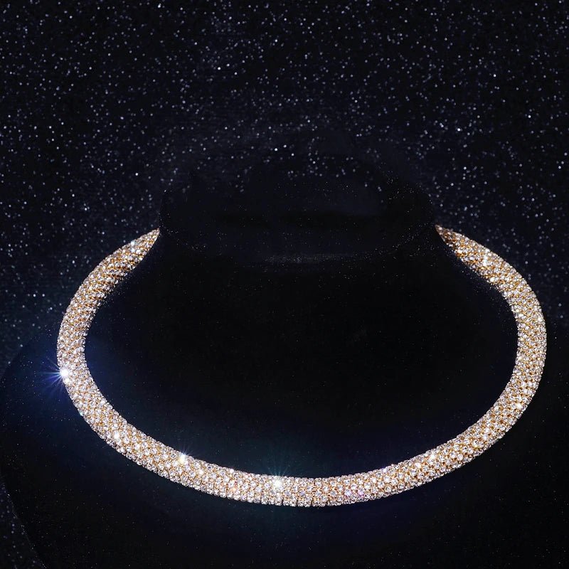 New Fashion Rhinestone Collar Choker Necklace for Women Exaggerated Simple Big Chunky Chain Necklace Torques Jewelry Accessories - PratSN