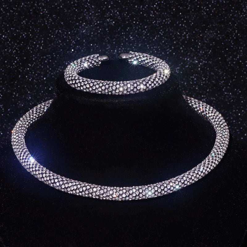 New Fashion Rhinestone Collar Choker Necklace for Women Exaggerated Simple Big Chunky Chain Necklace Torques Jewelry Accessories - PratSN