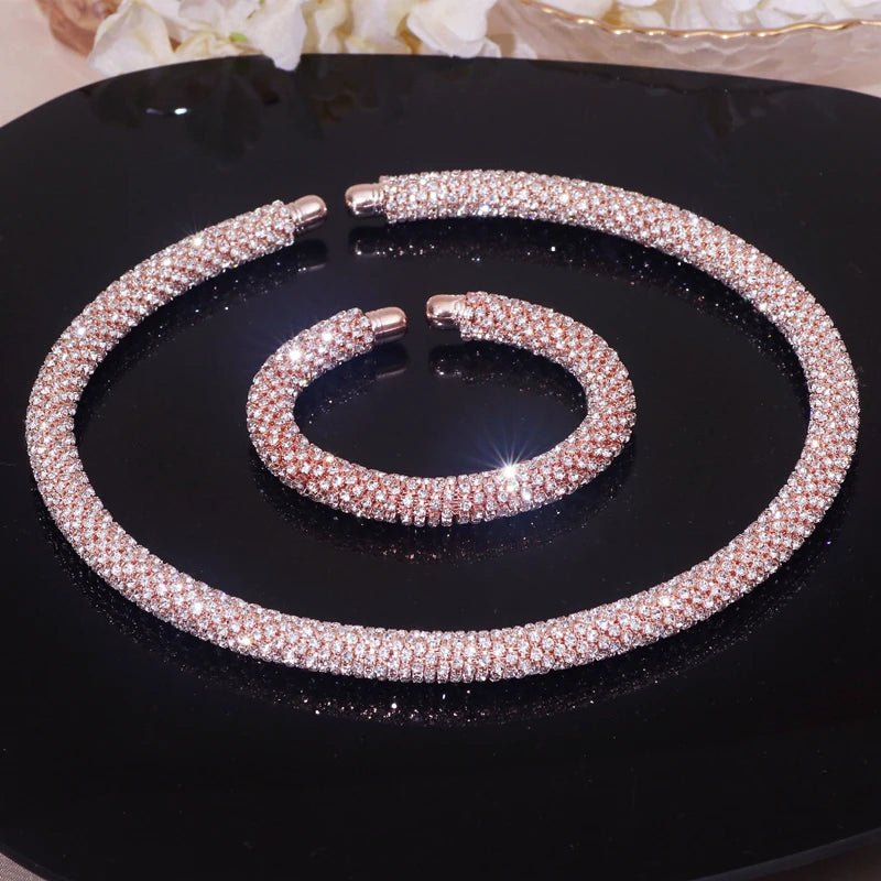 New Fashion Rhinestone Collar Choker Necklace for Women Exaggerated Simple Big Chunky Chain Necklace Torques Jewelry Accessories - PratSN