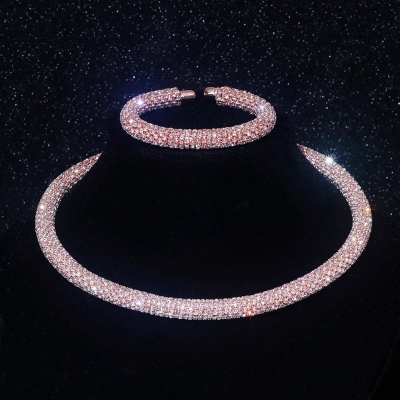 New Fashion Rhinestone Collar Choker Necklace for Women Exaggerated Simple Big Chunky Chain Necklace Torques Jewelry Accessories - PratSN