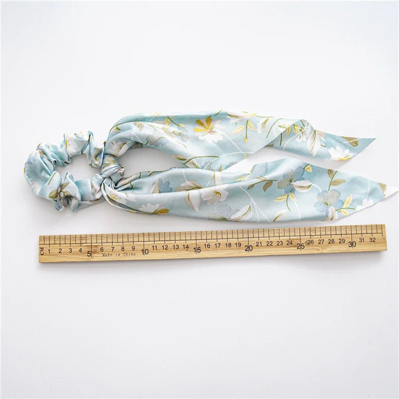New Fashion Satin Flower Elastic Long Ribbon Hair Bands Ponytail Scarf Hair Tie Women Scrunchies Hair Accessories - PratSN