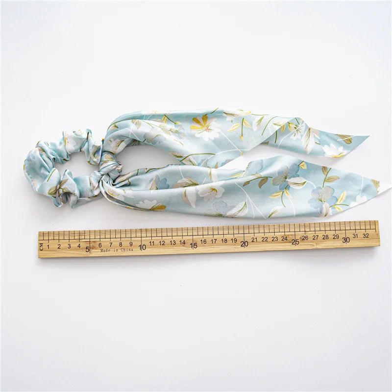 New Fashion Satin Flower Elastic Long Ribbon Hair Bands Ponytail Scarf Hair Tie Women Scrunchies Hair Accessories - PratSN