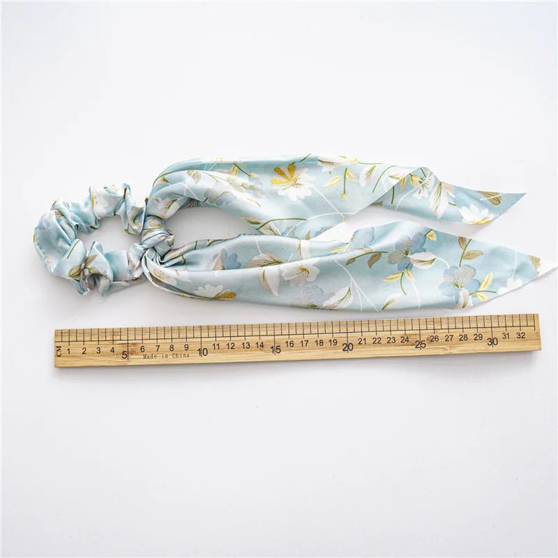 New Fashion Satin Flower Elastic Long Ribbon Hair Bands Ponytail Scarf Hair Tie Women Scrunchies Hair Accessories Headwear - PratSN