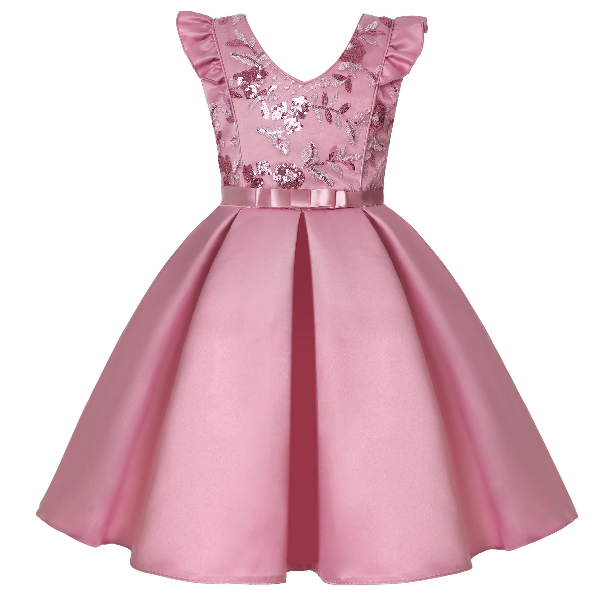 New Girls' Sequin Dress With Small Flying Sleeves - PratSN