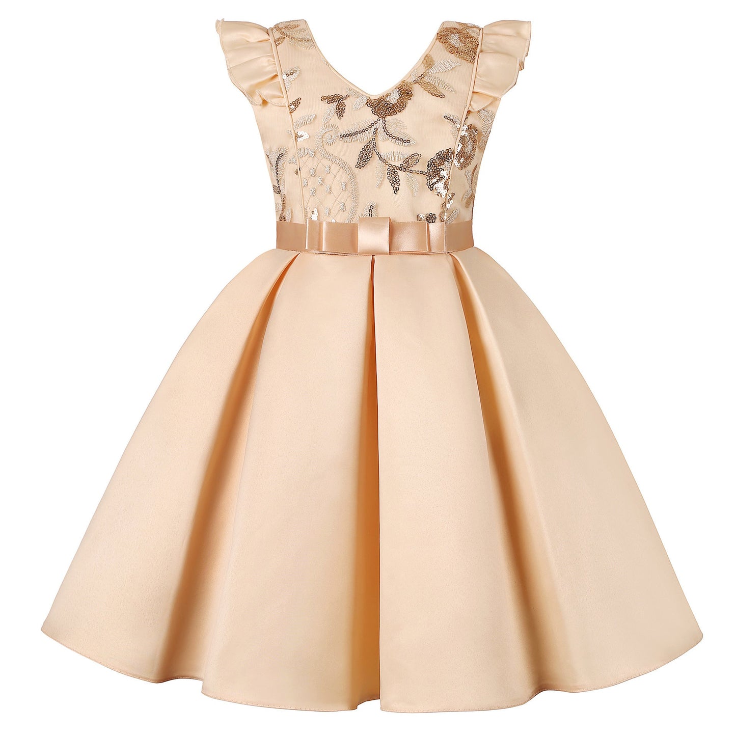 New Girls' Sequin Dress With Small Flying Sleeves - PratSN