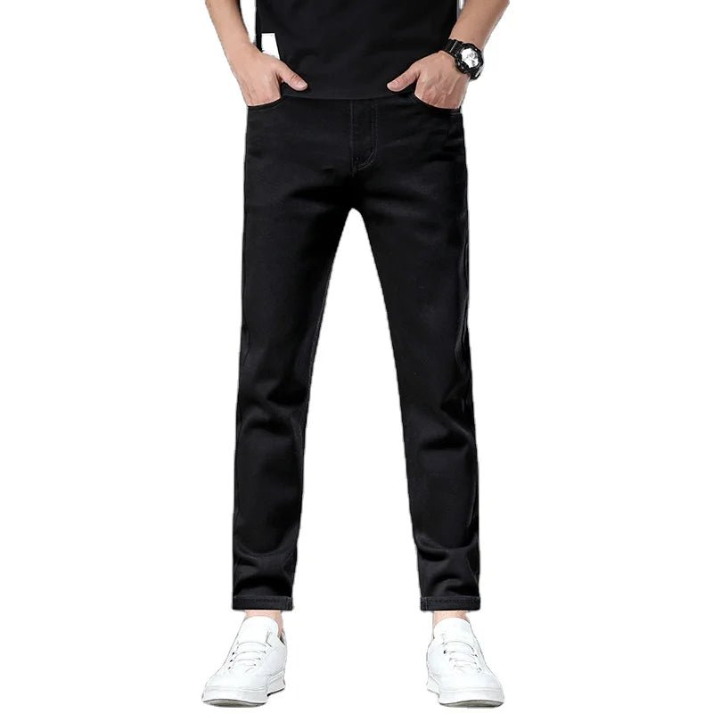 New High Quality Comfortable Breathable Cold Pure Black Straight Leg Formal Jeans - PratSN
