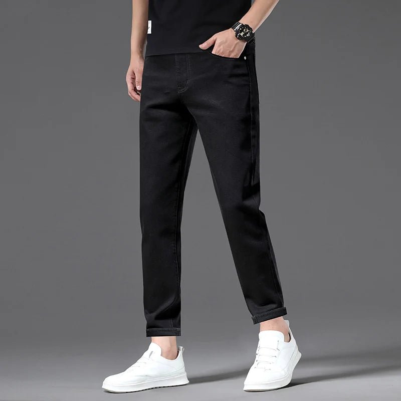 New High Quality Comfortable Breathable Cold Pure Black Straight Leg Formal Jeans - PratSN