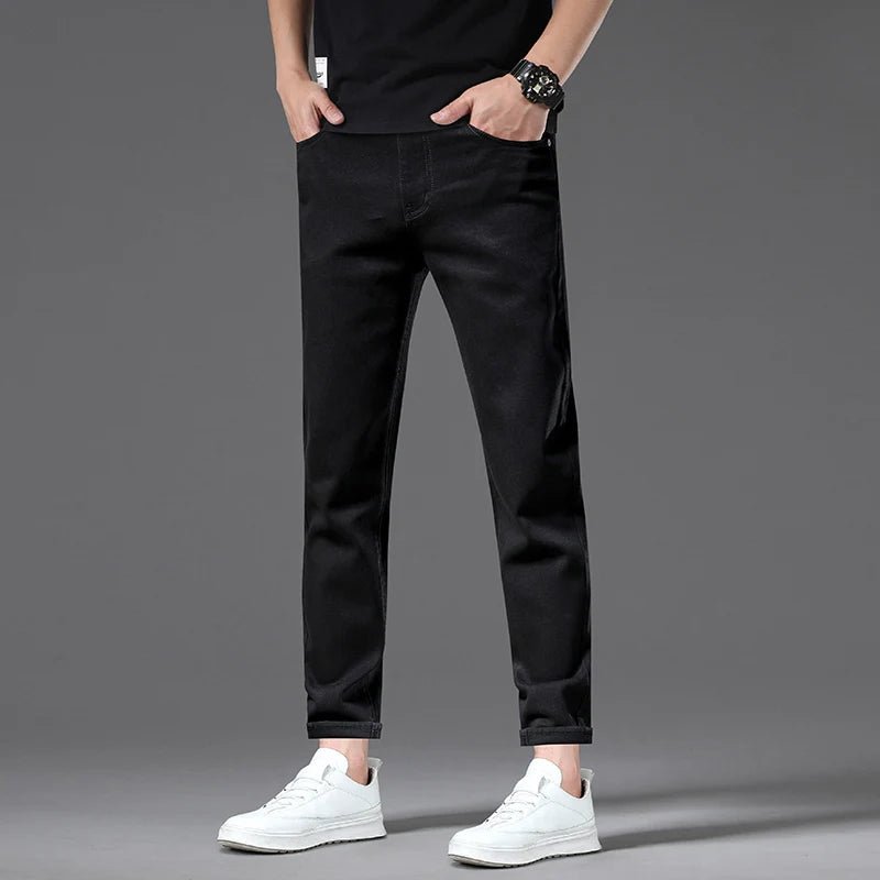 New High Quality Comfortable Breathable Cold Pure Black Straight Leg Formal Jeans - PratSN