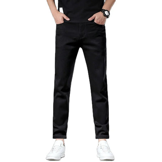 New High Quality Comfortable Breathable Cold Pure Black Straight Leg Formal Jeans - PratSN