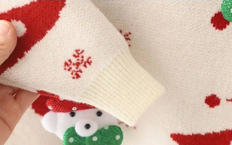 New Kids Christmas Sweaters Winter Girls Print Knit Clothes Children Xmas Cotton Pullover Autumn Warm Knitwear Tops 1 - 6 Years - PratSN