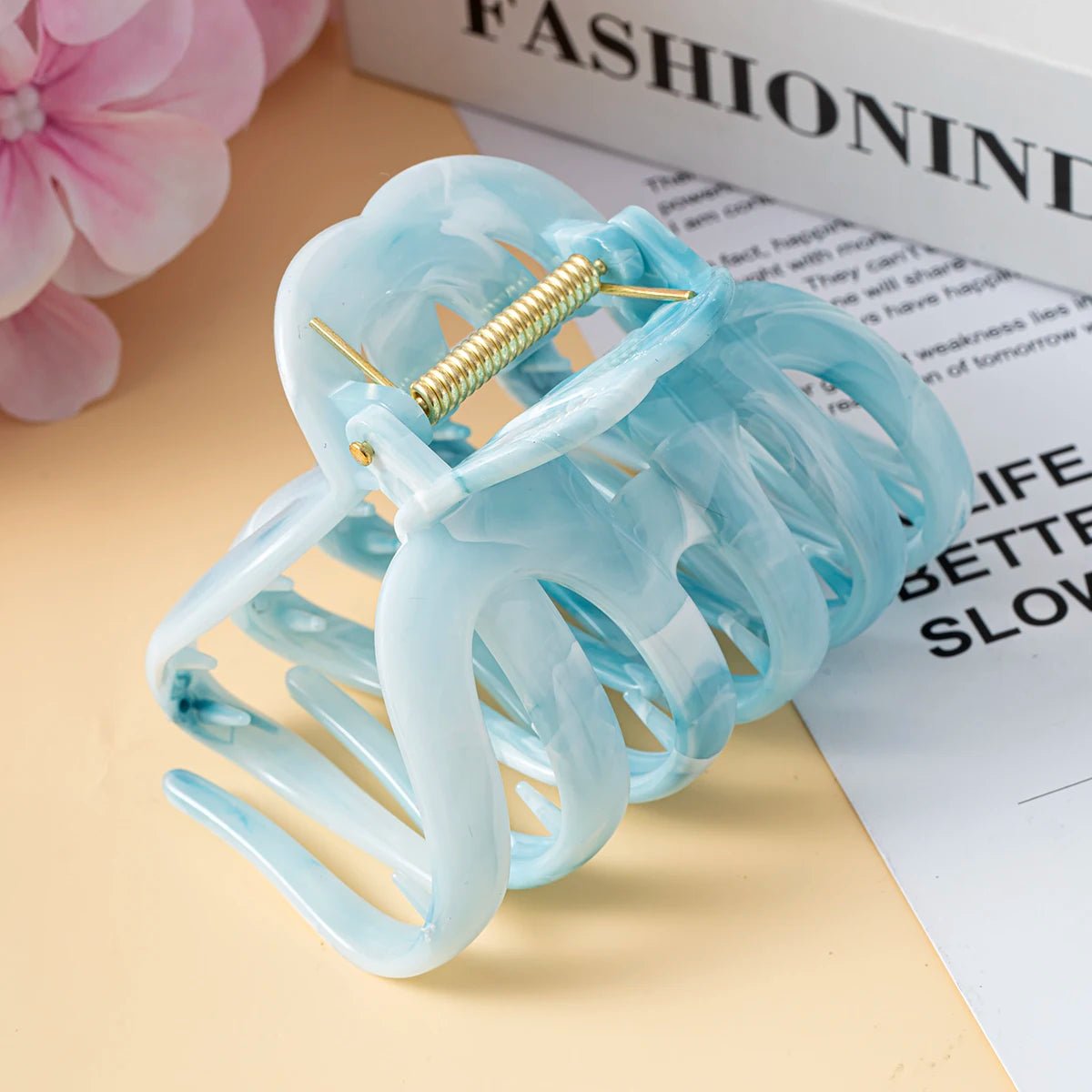 New Large Marble Stripes Pumpkin Hair Claws Crab Hairpins For Women Sweet Hair Clip Barrettes Headband Hair Accessories Styling - PratSN