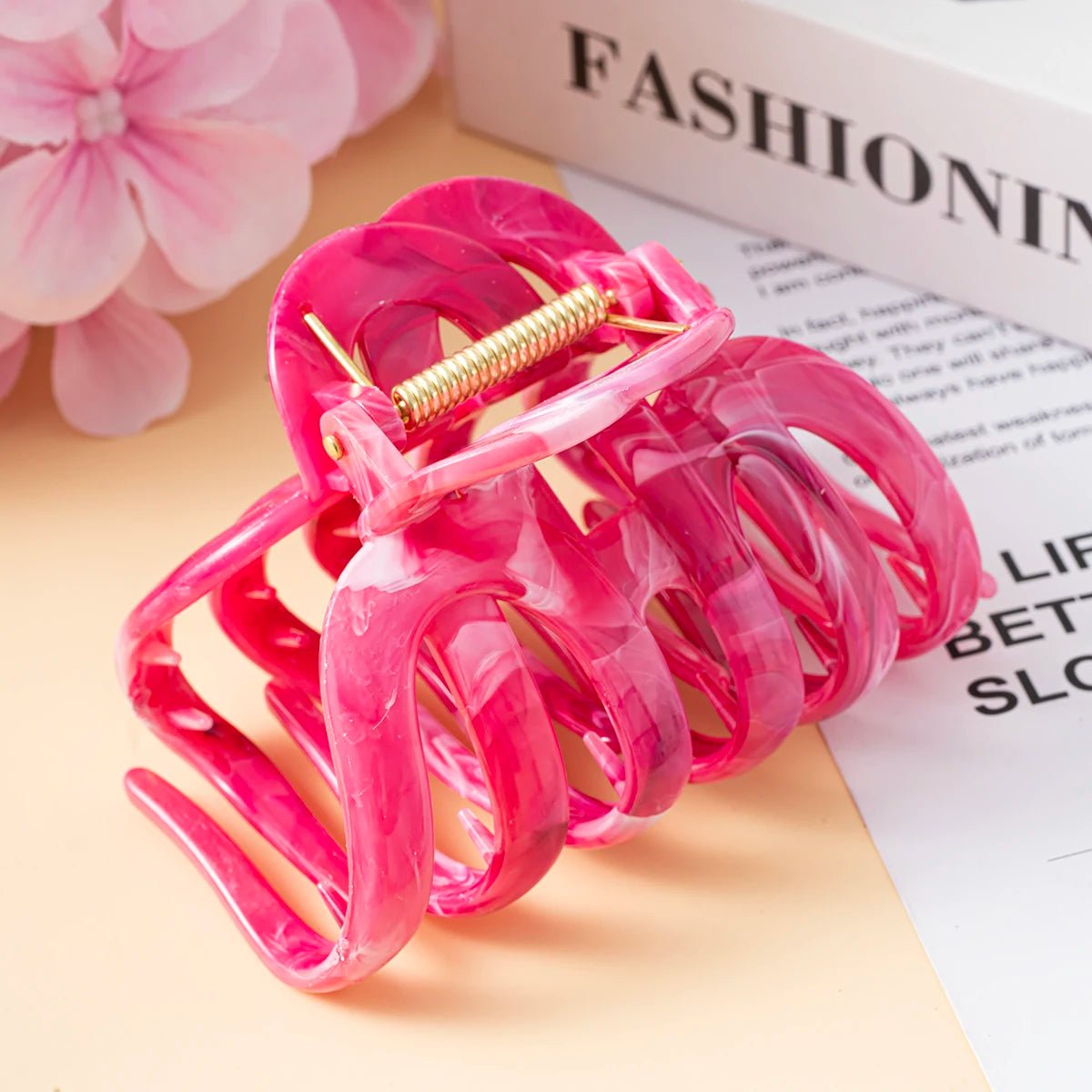 New Large Marble Stripes Pumpkin Hair Claws Crab Hairpins For Women Sweet Hair Clip Barrettes Headband Hair Accessories Styling - PratSN