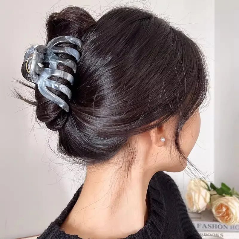 New Large Marble Stripes Pumpkin Hair Claws Crab Hairpins For Women Sweet Hair Clip Barrettes Headband Hair Accessories Styling - PratSN