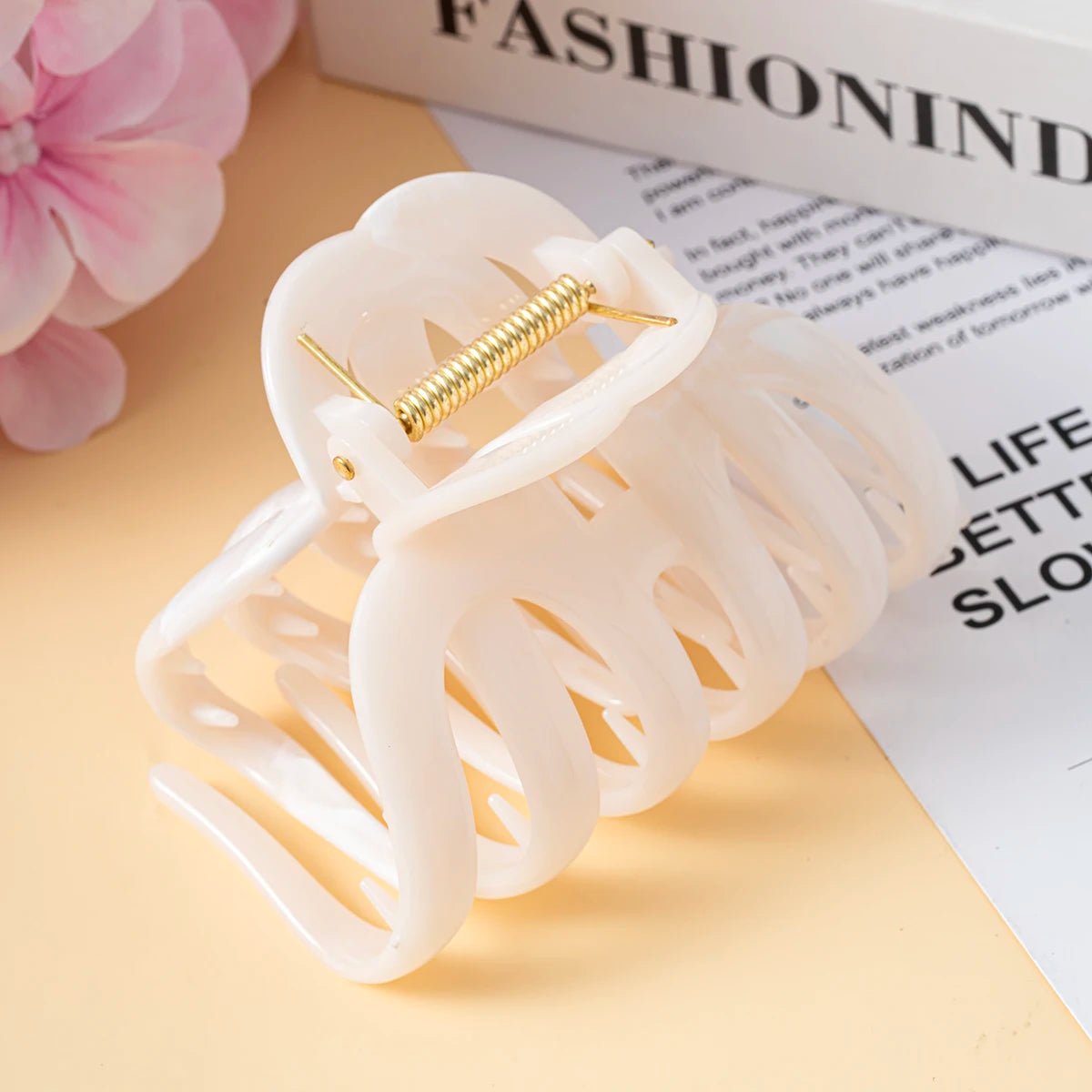 New Large Marble Stripes Pumpkin Hair Claws Crab Hairpins For Women Sweet Hair Clip Barrettes Headband Hair Accessories Styling - PratSN