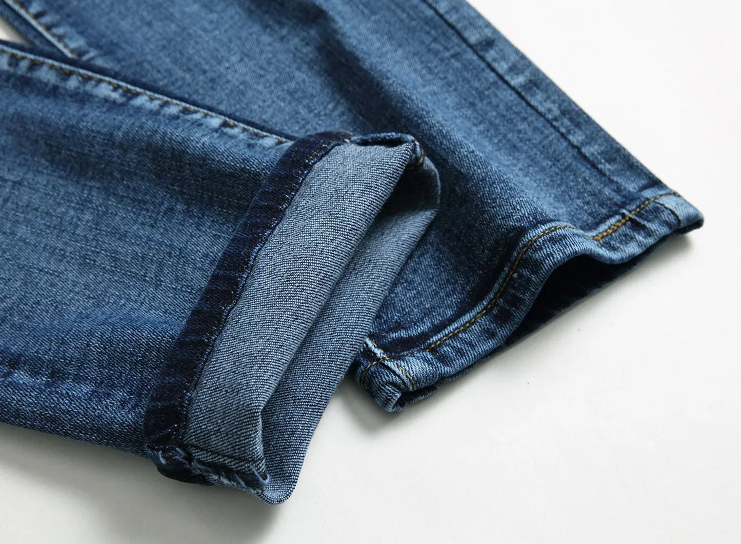 New Men's Casual Motorcycle Jeans Stretch Straight Fashion Patchwork Denim Trousers Male Hip Hop Street Riding Slim Long Pants - PratSN