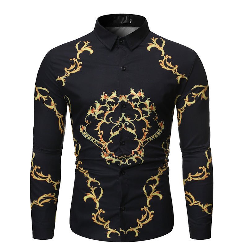 New Mens Long Sleeve Shirts Slim Fit Casual Shirt For Men Flower Shirt - PratSN