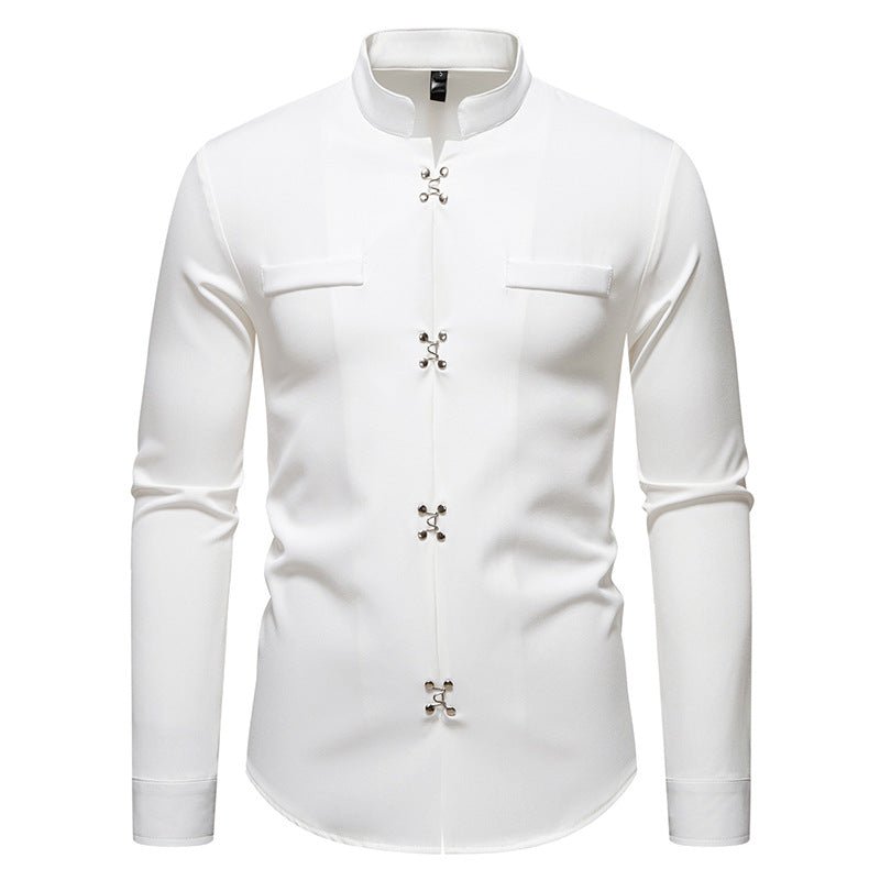 New Men's Long - sleeved Shirt High - grade Ruan Handsome Loose Casual Shirt Trendy - PratSN