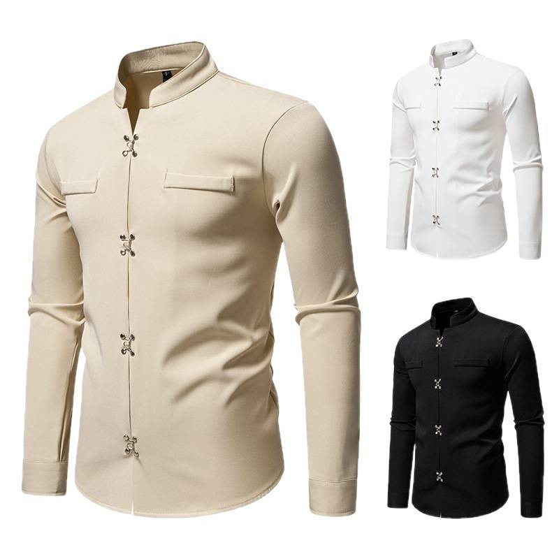 New Men's Long - sleeved Shirt High - grade Ruan Handsome Loose Casual Shirt Trendy - PratSN
