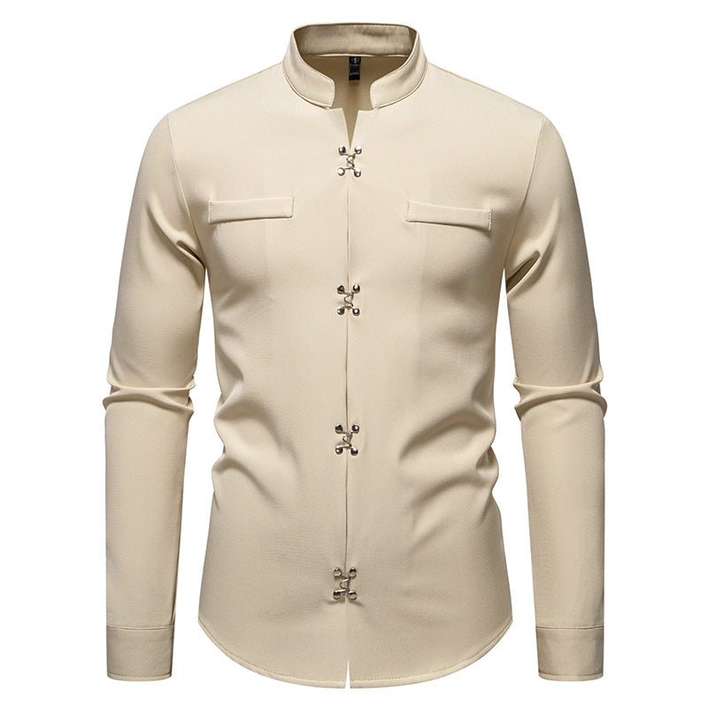 New Men's Long - sleeved Shirt High - grade Ruan Handsome Loose Casual Shirt Trendy - PratSN