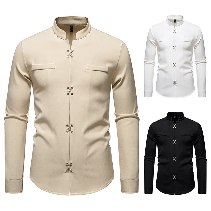 New Men's Long - sleeved Shirt High - grade Ruan Handsome Loose Casual Shirt Trendy - PratSN