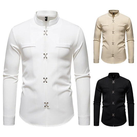 New Men's Long - sleeved Shirt High - grade Ruan Handsome Loose Casual Shirt Trendy - PratSN