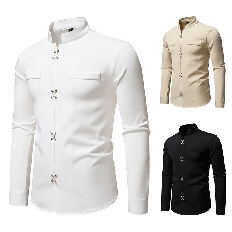 New Men's Long - sleeved Shirt High - grade Ruan Handsome Loose Casual Shirt Trendy - PratSN