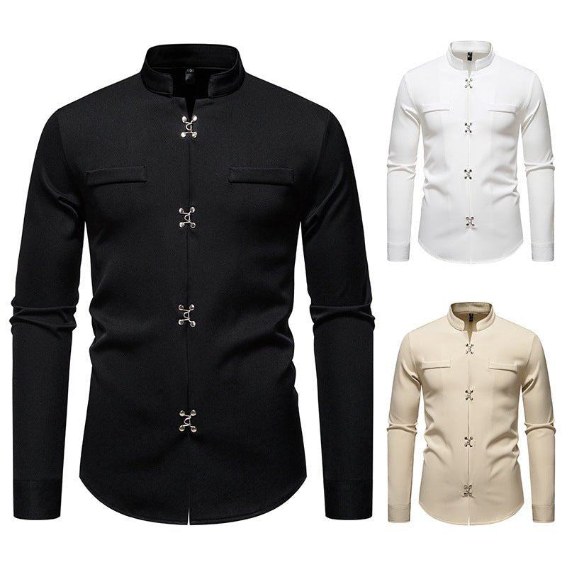New Men's Long - sleeved Shirt High - grade Ruan Handsome Loose Casual Shirt Trendy - PratSN