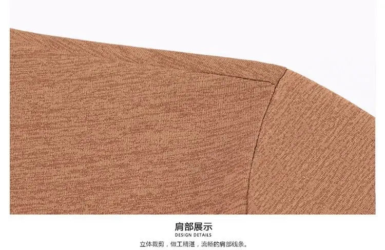 New Mid - Aged Men's Short Sleeve Solid Color Print Thin T-Shirt V - Neck Summer Wear Multipurpose Wrinkle - Resistant Iron - Free - PratSN