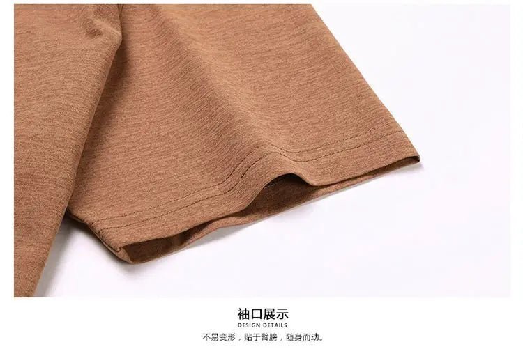 New Mid - Aged Men's Short Sleeve Solid Color Print Thin T-Shirt V - Neck Summer Wear Multipurpose Wrinkle - Resistant Iron - Free - PratSN